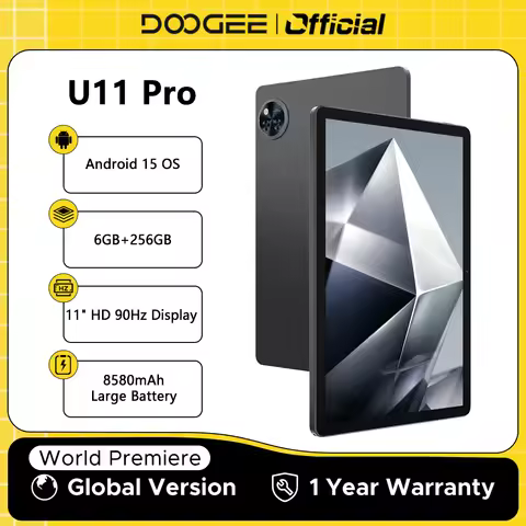 Global Version DOOGEE U11 Pro Android 15 Tablet 30GB(6+24) 256GB 11" HD 90Hz Display 8580mAh Battery