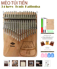 Đàn kalimba 34 phím gỗ nguyên khối nhiều mẫu- Hàng chính hãng