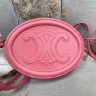 Celine粉紅馬卡龍小圓餅斜背包