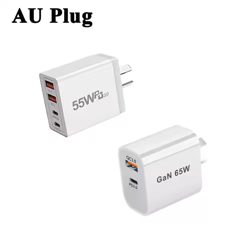 55w 65w AU Plug Fast USB Charger Type C Charger for Xiaomi Redmi iPhone Samsung SmartPhone Quick Cha