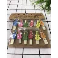 Wooden Clip Set Guiter / Wooden Clip Log Photos Clip - 12 Pcs