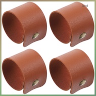 4Pcs Elegant Brown PU Leather Napkin Buckles Secure Belt Keepers for Home Use laird