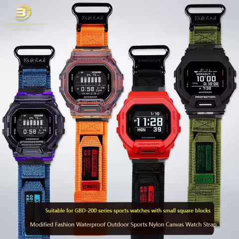 For Casio G-SHOCK series watch 3506 GBD-200-1/2/9 GBD-200SM modified nylon canvas sports strap acces