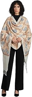 Indian Embroidery Stole Scarf Wrap, Indo Western Patterns, Warm Shawl with Aari Nalki Embroidery 30x80 inches