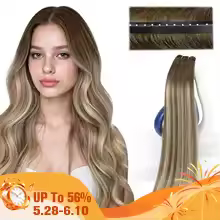 VeSunny Butterfly Hair Extensions Real Human Hair Balayage Genius Weft Hair Extensions Invisible Str