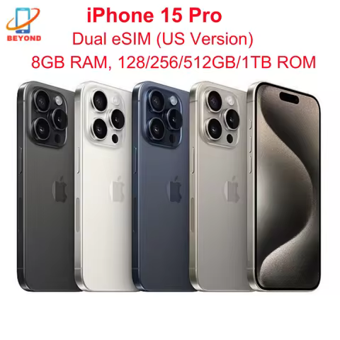 iPhone 15 Pro Dual eSIM 6.1" Genuine LTPO Super Retina XDR OLED 128/256/512GB/1TB 8GB Face ID NFC A1