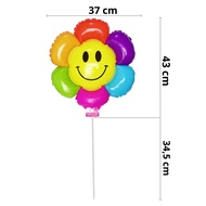 Balon Foil Tangkai Bunga Matahari Jumbo Dekorasi Pesta Ulang Tahun Balon Bunga Daisy Rainbow Stik Pe