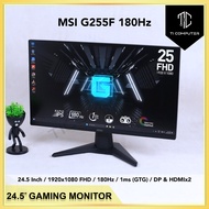 MSI G255F 24.5 Inch Frameless Widescreen Rapid IPS Panel 180Hz 1ms (GtG) Wide Color Gamut HDMI DP Us