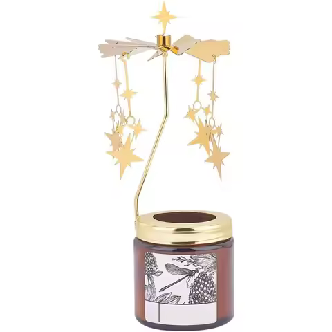 Rotary Candle Holder Star Spinning Candle Holder Gold Metal Spinning Windmill Candlestick Candle Tea