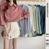 🇲🇾 READY STOCK Korean Women Ladies Loose Long Sleeve Shirt Blouse Baju Baju Wanita Lengan Panjang Ke