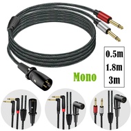 XLR Male to Dual 6.35mm TS Mono Y‑Splitter Audio Cable with 90 Degree Angled Plug, Stereo to Left/Ri