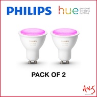 Philips HUE White and Colour 5.7W GU10 Bulb Pack of 2, 16 Million Colour