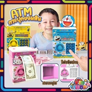 Piggy BANK ATM CARTOON Suction Coin Doraemon Pattern Kitty Cute Minion