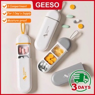 GEESO 3 Grid Lanyard Pill Box Portable Travel Mini Multifunctional Divided Pill Box Organizer Medici