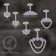 Silver Stainless Steel Helix Piercing, Latest Design, Helix Body Piercing with Crystal