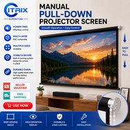 Zip Manual Pull-Down Screen Projector Screen 60/72/84/100/120 inch 4:3 HD Foldable Portable #cod