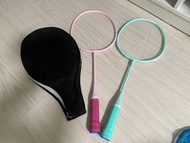 DECATHLON兒童款初學者羽毛球拍套組 BR100薄荷粉紅