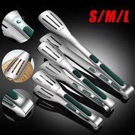 屯京 - [深綠色][小號] 不鏽鋼食品夾 韓國烤肉夾 燒烤夾 廚房三線牛排食物夾 [平行進口]