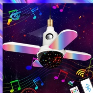TR Four-leaf Ceiling Fan Music Lamp Folding Wireless RGB LED Projection Ceiling Fixture Lights With Remote Control For Home Decor