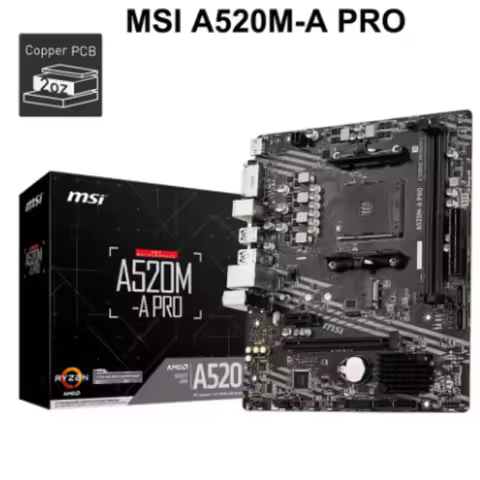MSI A520M A PRO Motherboard DDR4 M.2 Socket AM4 USB3.2 STAT 3.0 SSD 4600(OC) MHz Audio Boost AMD A52