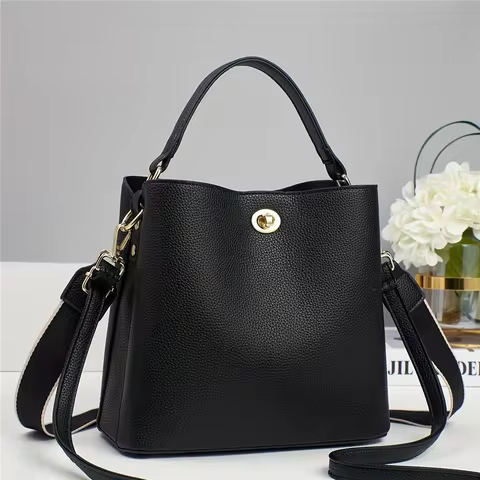 New Women's Handbag Bucket Bag High-end Female Bag Lightweight Crossbody Single Shoulder Bag Twist L