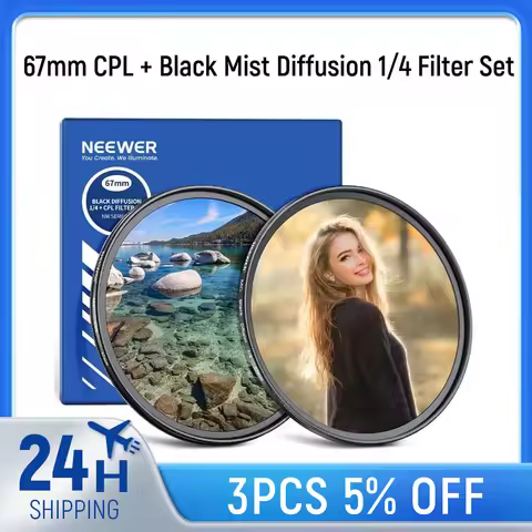 NEEWER 67mm CPL + Black Mist Diffusion 1/4 Filter Set, Circular Polarizing & Dreamy Soft Cinematic E