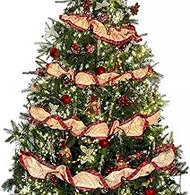 Janinka 6 Rolls 8.8 Feet Plaid Christmas Tree Garland Rustic Craft Garland Christmas Tree Ribbon Buf