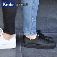 Keds New Style Genuine Leather Lace-Up Heightened Thick-Soled Casual Shoes Women White Shoes Small Black Shoes Comfortable Student Sneakers Leather well