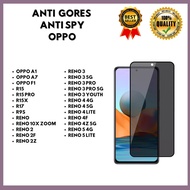 Tempered Glass Anti Spy -Anti Privacy OPPO A1-A7-F1-R15-R15 PRO-R15X-R17-R9S-RENO 10X ZOOM-RENO 2-RE
