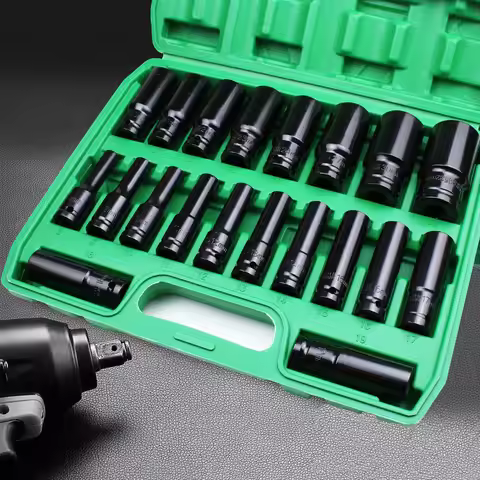 1/2Inch Drive 6-Point Impact Socket Set 10-20 pcs/set 8-32mm Metric Sizes Carbon Steel Impact Socket