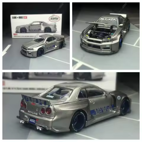 Kaido House x Mini GT 1:64 GT-R (R34) Kaido Works SHINJUKU V1 Silver #143 JDM Diecast Alloy