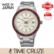 [Time Cruze] Seiko Presage Japan Made SRPH93J1 1960s Style Stainless Steel Red Bezel Cream Dial Men Watch SRPH93J SRPH93