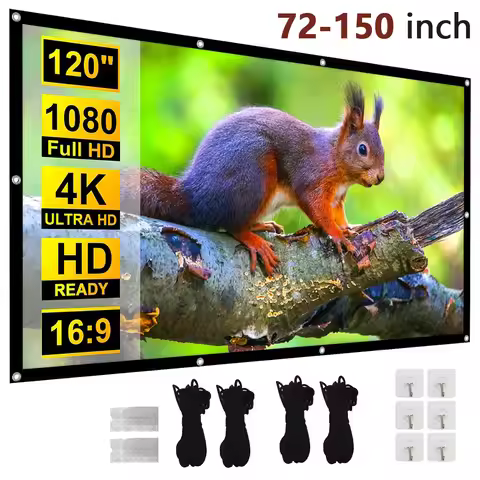Portable Projector Screen 4K 72-150Inch Projectors Screen For Mobile Phone Outdoor Indoor Movies Scr