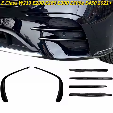 2x Canard for Mercedes Benz E Class W213 E200 E260 E300 E300e E450 2021-2023 Car Front Bumper Lip Sp