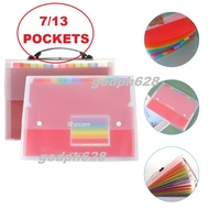 7/13 Pockets Rainbow Color File Folder A4 Paper File Organizer Accordion Expanding Folder