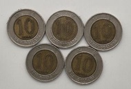 香港拾圓硬幣 X 5(Lot 1)/品相如圖
