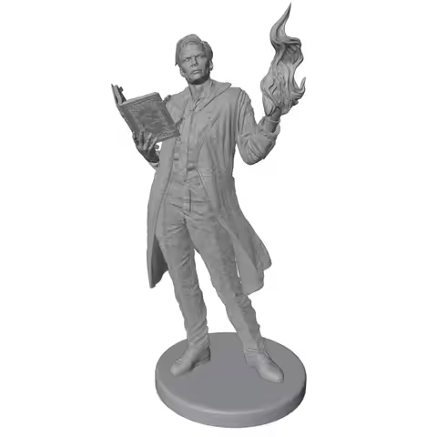 Magician Holding a Book 1/24 Miniature Resin Statue 75mm Handmade Model Kit, 3D Printed, Unpainted a