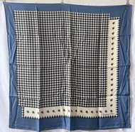 Dior藍色千鳥格圍巾絲巾 原裝盒 日本中古vintage