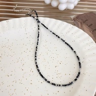 Beaded necklace mixed with colorful beads in BLACK TONE - Length 45cm - Customers can inbox to adjus