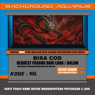 STICKER WALLPAPER BACKGROUND AQUARIUM BELAKANG 3D TEMA GAMBAR NAGA DRAGON HO2
