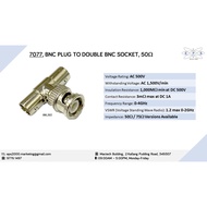 7077, BNC "T" Connector Cable Extender, BNC Plug to Double BNC Socket, 50 Ohms for CCTV