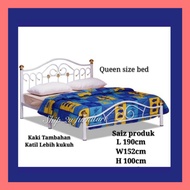 *FREE SHIPPING* Metal bed frame/ Queen size bed with wire mesh base /extra support leg /katil besi 5 kaki /warna putih