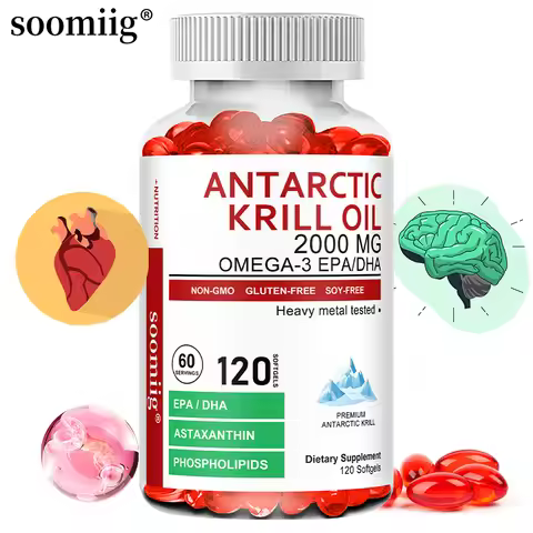 Antarctic Krill Oil 0000 mg + Astaxanthin, Contains Omega-3 EPA, DHA, Supports Heart, Brain Health,
