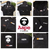 AAPE 2022ss新款猿人頭刺繡字母logo拼接羊羔絨外套  (男女同款)