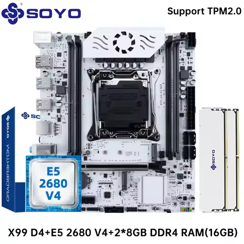 SOYO X99 Motherboard LGA 2011-3 Intel Xeon E5 2680 V4 CPU And DDR4 16GB RAM Kit four channels Memory