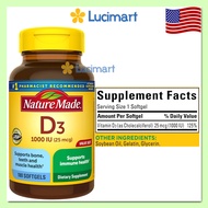 Viên uống Vitamin D3 2000IU / 1000IU hỗ trợ sức khỏe xương Nature Made [Hàng Mỹ]