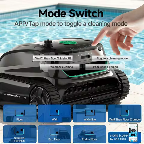 Wireless Pool Robot Vacuum Cleaner WYBOT S2 Wash Waterline Wall Floor Max 300㎡ Double Filtration 210