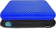 Gel Seat Cushion, Office Seat Cushion Chair Pads for Office, Home, Car, Wheelchair, Long Trips - Extra Thick Gel Cushion for Pressure Sores, Tailbone, Back, Sciatica Pain Relief (Extra Thick, Blue)