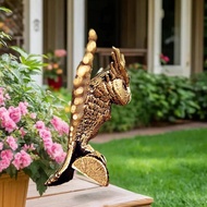 [AuraYuer] 1Pcs Vintage Brass Animal Statue Antique Copper Flying Owl Figurines Home Decor Small Orn