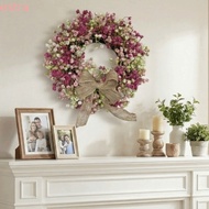 ESTRA Colorful Eucalyptus Wreath, Round Shape Vivid Colors Spring Flower Wreath, Fake Flower with Bo